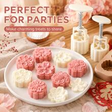 8pcs Dessert Embossing Mold Set, Plastic Mooncake Pressing Molds With Decorative Patterns For DIY Baking, Cookies And Pastries - Mooncake Mold Set 8pcs - View 5