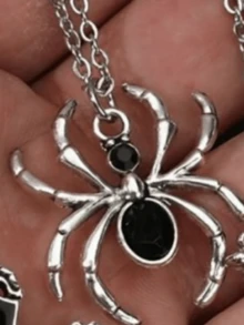 4pcs Cool Gothic Style Alloy Oil Drop Cross Spider Heart Pendant Necklace Suitable For Women Street Party Wear - Multicolor - View 11