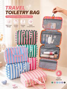 Travel Toiletry Bag, Multi-Layer Hanging Makeup Organizer, Vertical Stripe Smooth Zipper With Convenient Handle, Large Capacity Elegant Travel Cosmetic Bag, Suitable For Travel Toiletry, Business Trip, Daily Use, Back To School, Halloween Gift - Multicolor - View 12