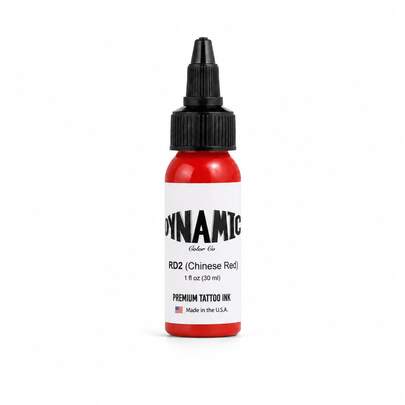 DYNAMIC COLOR CO Dynamic Color RD2 Chinese Red Tinta para Tatuaje 30 ml, Pigmento Rojo Intenso para Uso Profesional