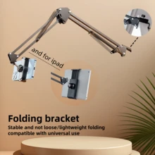 360° Rotating Long Arm Phone Tablet Holder Overhead Stand Desktop Bed Slouchy Cantilever Bracket For Huawe Xiaom IPhon - Black - View 3