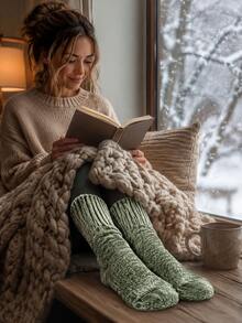 1 Pair Women's Cashmere Socks, Vintage Double-Strand Wool Socks, Haining Wool Socks - Multiple Styles - View 4