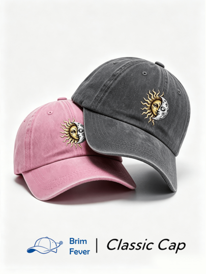 Classic Retro Y2K Washed "Sun & Moon" Halloween Print Original Baseball Cap Trucker Hat, Unisex Men's And Women's Hat, Suitable For All Seasons Spring Summer Autumn Winter, Perfect Gift For Valentine's Day, Bachelor Party, Father's Day, Mother's Day, Teacher's Day, Back To School, Halloween, Bride, Student, Teacher, Essential For Women's Summer Travel Beach Seaside, Women's Beach Hat, Bride Wedding Essential, Women's Accessories In Pink, Black Puerto Rico Casual Headwear Women's Trucker Hat