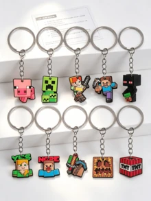 100pcs/Random 1pc Pixel Battle Pixel Grid Theme Birthday Party Gift Soft Rubber Keychain, Character Keychain, Suitable For Backpack Decoration, Car Pendant, Backpack Charm, Perfect Gift For Birthday, Holiday, Halloween, Christmas, Anniversary Party - Multicolor - View 9