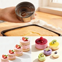 12pcs Round Fluted 4.5cm High Bagged Cookie Molds, Mini Cake Baking Tools, Stainless Steel Round Cookie Cutter Set, Round Donut Cutter, Baking Ring Mold For Cookies, Pastries, Dumpling Wrappers - View 3