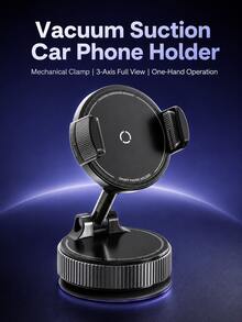 Vacuum Suction Car Phone Holder Mount, 3-Axis 360° Rotatable Foldable Mechanical Clamp Phone Stand, One-Hand Operation Residue-Free Suction Cup, Universal Fit All Smartphones For Car Dashboard Windshield Bathroom Gym Live Streaming - A - View 2