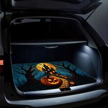 1pc Universal Printed Car Trunk Mat, "Halloween Castle Pumpkin" Pattern, Anti-Slip Durable Polyester Fiber Material Trunk Pet Mat, Vehicle Interior Protection Car Decoration, Perfect Halloween Gift - Castle Pumpkin - View 5