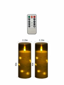 2/3/5件組無焰LED定時蠟燭，營造浪漫氛圍，壓克力外殼，附星形串燈，適用於居家裝飾、婚禮、公司派對、聖誕節、萬聖節、派對、桌面中心裝飾禮物 - 黑色 - 查看 9