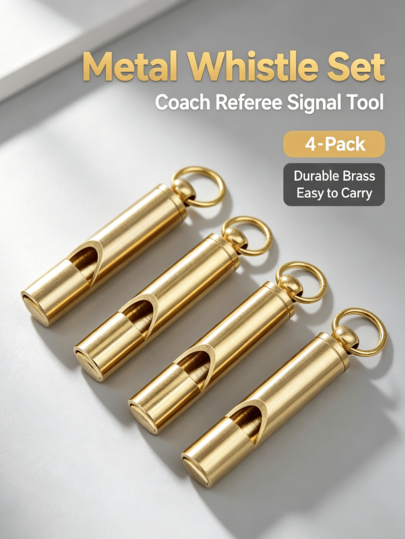 Brass Whistle Keychain, Pure Copper Emergency Survival Whistle, Portable Outdoor Camping Training Signal Whistle Pendant, Loud And Clear Sound Metal Whistle With Key Ring, Compact Hiking Accessory