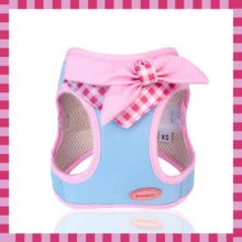 1pc Small Dog Harness . Anti-Escape Cat Harness | Night Reflective . Plaid Bandana + Bow Decor . Mesh Lining Comfortable & Breathable . Hook & Loop Design Easy To Put On & Take Off . Suitable For Small Dogs & Cats Indoor & Outdoor - Multicolor - View 14