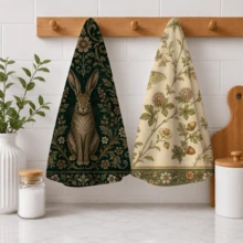 2/4/6/8 Pcs Rabbit Print Kitchen Hand Towels, Vintage Floral Dish Towels Set, Woodland Animal Home Decor, Country Farmhouse Style For Fall Holiday Kitchen - Multicolor - View 9