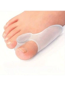1 Pair Solid Color Silicone Toe Protectors, Soft And Comfortable, Prevents Toe Deformity, Suitable For Men And Women - White - View 1