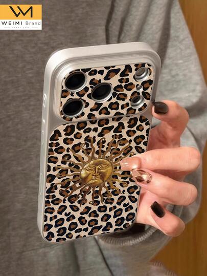 1 pieza Funda de teléfono de cuero PU con textura suave y premium, con estampado de leopardo solar personalizado, cobertura completa, botones clásicos, anti-caída, pintura metálica, adecuada para amigos, familia, parejas, usted mismo, regalo de cumpleaños, regalo de vacaciones, compatible con la serie 17/16/15/14/13/14/12/11