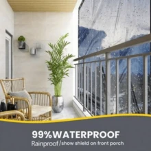 1pc Heavy Duty Clear Vinyl Waterproof Tarp - Waterproof & Windproof, With Extra Grommets And Rope, Suitable For Outdoor Use - Perfect For Patio, Porch Awning, Plant Cover And Camping - Multiple Styles - View 6