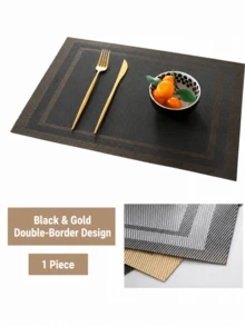 1pc Minimalist Rectangular PVC Placemat, Washable And Easy To Clean, Instant Wipe Clean, Non-Slip And Heat Resistant, Suitable For Dining Table Setup, Kitchen Dining And Holiday And Wedding Decoration - Multiple Styles and Colors - View 12