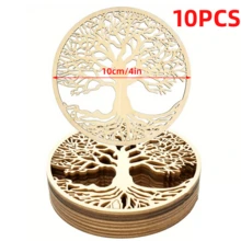 10/20件 4英吋木製生命之樹鏤空圖案，木製生命之樹造型手工藝品，適用於聖誕節、婚禮 - A - 查看 8