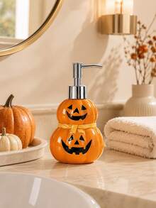 Halloween-Themed Resin Soap Dispenser, Ghost Pumpkin-Shaped Lotion Pump Bottle, Refillable Decorative Hand Soap Container, Suitable For Bathroom Vanity And Fall/Thanksgiving Holiday Table Decoration. - Multicolor - View 5