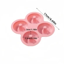 1/2PCS Air Fryer 4-Cavity Donut Silicone Mold, Home Baking Small Cake Mold, Compatible With Air Fryer And Oven, Can Make Donuts, Chocolate, Pudding, Small Snacks. Soft Non-Stick Material, Easy To Demold, Dishwasher , Easy To Clean And Store. Can Make 4 Donuts At Once, Round And Beautiful Shape, Homemade Breakfast, Afternoon Tea Dessert, Can Be Used Frozen, Beginner Friendly, Multi-Functional Kitchen Baking Tool, Homemade Dessert, Simple And Easy To Use Silicone Mold. - View 2