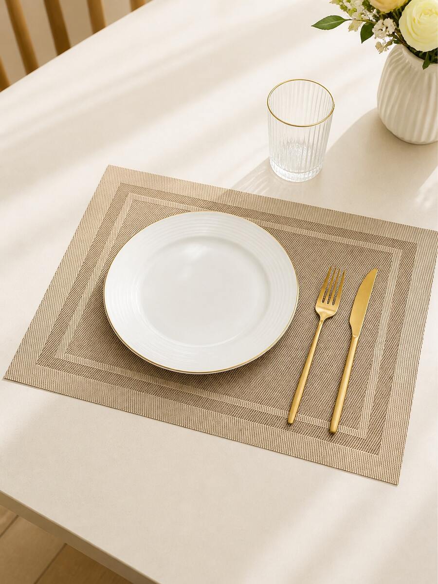 1pc Minimalist Rectangular PVC Placemat, Washable And Easy To Clean, Instant Wipe Clean, Non-Slip And Heat Resistant, Suitable For Dining Table Setup, Kitchen Dining And Holiday And Wedding Decoration