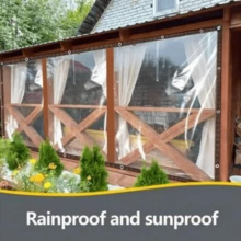 1pc Heavy Duty Clear Vinyl Waterproof Tarp - Waterproof & Windproof, With Extra Grommets And Rope, Suitable For Outdoor Use - Perfect For Patio, Porch Awning, Plant Cover And Camping - Multiple Styles - View 4