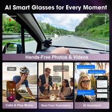 SENBONO Smart Glasses With 8MP Camera, Interchangeable Lenses, Camera Glasses, Wireless Earbuds, Smart Translation, Cross-Language Communication Voice Assistant, Built-In Camera, Low Latency, Music, Calls, Meetings, Office, Business, Travel - View 4