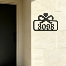4 Sizes Available! Bow & Heart Metal House Number Address Sign,Personalized Address Plaque, Door Number, Hotel Room Numbers Sign - Black - View 6
