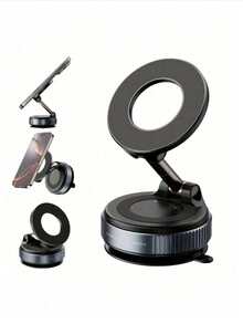 360° Vacuum Magnetic Car Phone Holder, Strong Magnetic Suction Cup Hands-Free Mount, 360° Rotatable And Foldable, Universal For All Smartphones, Suitable For Car Dashboard, Gym, Mirror, Shower And Smooth Surfaces, Ideal Gift For Drivers And Tech Enthusiasts, Stable Support On Bumpy Roads, Easy Installation, Lightweight And Portable, PS: Only Supports Installation On Smooth Surfaces - Multicolor - View 7