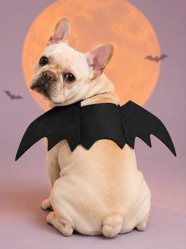 1pc Adjustable Halloween Bat Wings Pet Costume, Suitable For Dogs And Cats, Lightweight Black Felt Role Play Outfit, Perfect For Parties, Photos And Halloween Trick Or Treating