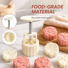 8pcs Dessert Embossing Mold Set, Plastic Mooncake Pressing Molds With Decorative Patterns For DIY Baking, Cookies And Pastries - Mooncake Mold Set 8pcs - View 1