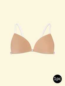 1pc Triangle Invisible Silicone Adhesive Bra, Transparent Detachable Padding Design, Khaki Front Closure Bra, Suitable For Wedding, Party And Daily Wear - Multicolor - View 17