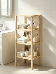 Multi-Layer Bamboo Storage Rack, Functions As Flower Stand And Side Table, Space-Saving Shelf Suitable For Living Room, Bedroom And Bathroom, Simple Log Style Design, Stable Open Shelf For Placing Books, Green Plants And Home Decorations. - Multiple Specifications - View 7