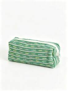 Sweet Striped Pencil Case, Colorful Bubble Gauze Woven Fabric Stationery Storage Bag, Large Capacity Zipper Pencil Pouch, Soft Texture Decorative Accessory, Suitable For Pens And Pencils, Students Back To School Study Desk Home Office Holiday Use - Multicolor - View 13