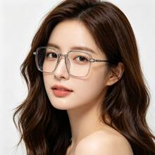 1pc Women's Fashion Glasses New Square Frame Fashion Glasses - Clear - View 1