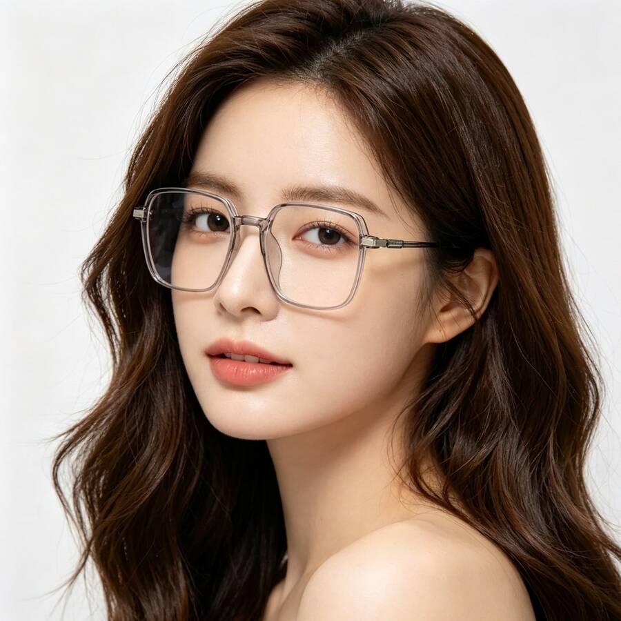 1pc Women's Fashion Glasses New Square Frame Fashion Glasses - Clear - View 1