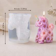 3D獨角獸與花朵矽膠蠟燭模具－可重複使用、易脫模的矽膠模具，適用於蠟燭與樹脂製作；適合DIY蠟燭製作、手工皂、生日禮物與攝影道具 - A - 查看 9