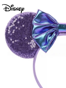 Disney Minnie Ears Headband - Sparkle Purple Sequin Holographic Iridescent Blue Bow Cute Hair Accessories - Multicolor - View 3