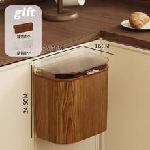1PC Wall-Mounted Trash Can For Kitchen Cabinet, No-Drill Adhesive Trash Bin, Wood Grain Aesthetic Design, Large Horizontal Opening For Easy Waste Collection, Two Opening Methods: Flip Up Or Slide Down, Two Installation Options: Hook Or Adhesive, U-Shaped Slot Fits Most Cabinet Doors - Multi-color - View 10