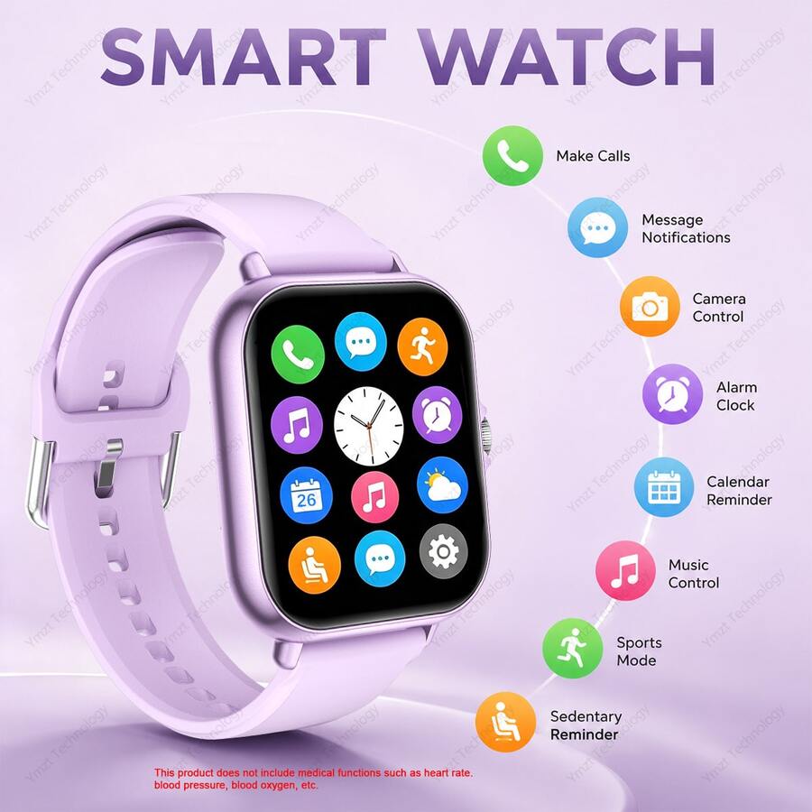 AQMWWG New Smart Watch Supports Multi-Language, Music Playback, Photo, Call And Message Notification, Weather Forecast, Multiple Sports Modes And Other Multifunctions, Equipped With 180mAh Large Capacity Battery, Ideal Gift For Men And Women. - View 1