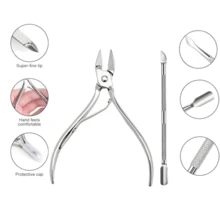 2/1 Set Professional Stainless Steel Manicure Set - Nail Clipper, Nail Pusher, Nail File Set, Dead Skin Removal Foot Care Tools, Suitable For Nail Care - Silver - View 2