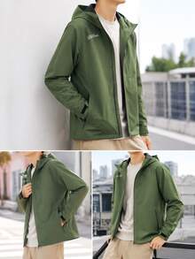 Skechers Men's Sports Jacket Woven Hooded Outdoor Casual Jacket L323M127-00QV - Chive Green - View 3