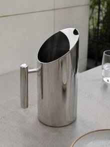 1Pc Stainless Steel Ice Water Pitcher, Stainless Steel Vase, Modern Mirror Finish Stainless Steel Water Jug, Elegant Iced Tea Pitcher Luxury Water Pitcher For Kitchen, Dining Table, Home Party, Halloween Party, Christmas - Silver - View 5