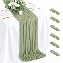 6 Pack Sage Green Cheesecloth Table Runner, Gauze Table Runner, Boho Rustic Sheer Cheese Cloth Fabric Runner, Elegant Table Decor For Wedding, Party, Bridal Shower, Baby Shower, Birthday, Farmhouse Dining Table, Outdoor Events And Home Decor - A - View 21