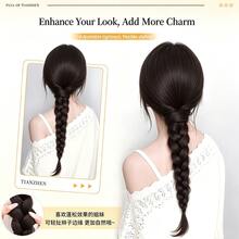 Low Ponytail Braided Wig For Women, Natural Fluffy Twisted Braid Hair Extension, Seamless New Chinese Style Hair Braid Hair Tie Hair Accessory - Black - View 9