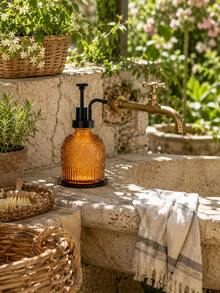 1pc 230ml Vintage Glass Soap Dispenser With Plastic Pump Head, Refillable Decorative Liquid Soap Bottle, Reusable Countertop Hand Soap Container, Suitable For Bathroom, Kitchen, Sink, Lotion, Shampoo, Dish Soap And Home Use - Multiple Styles - View 2