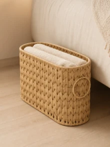 Handwoven Toilet Paper Holder, Faux Rattan Storage Basket, Waterproof Storage Basket, Bathroom Storage Rack, Toilet Paper Holder, No Assembly Required - Multicolor - View 7
