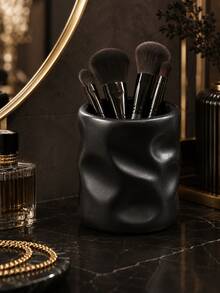 1pc Makeup Brush Holder Organizer, Modern Wavy Cosmetic Brush Cup, Large Capacity Vanity Storage Container For Makeup Brushes Eyeliners Beauty Tools, Bathroom Countertop Desk Decor - Multicolor - View 13