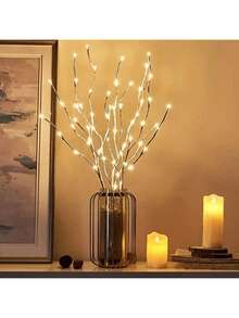 1pc Lighting White Birch Tree Branch Decorative Lamp,Battery-Powered,Suitable For Indoor Christmas,Romantic Weddings And Fashionable Home Decoration.Without Battery,Festive Lighting,Wedding Decor,Modern Lamp,Durable Construction,Decorative Light - Multicolor - View 13