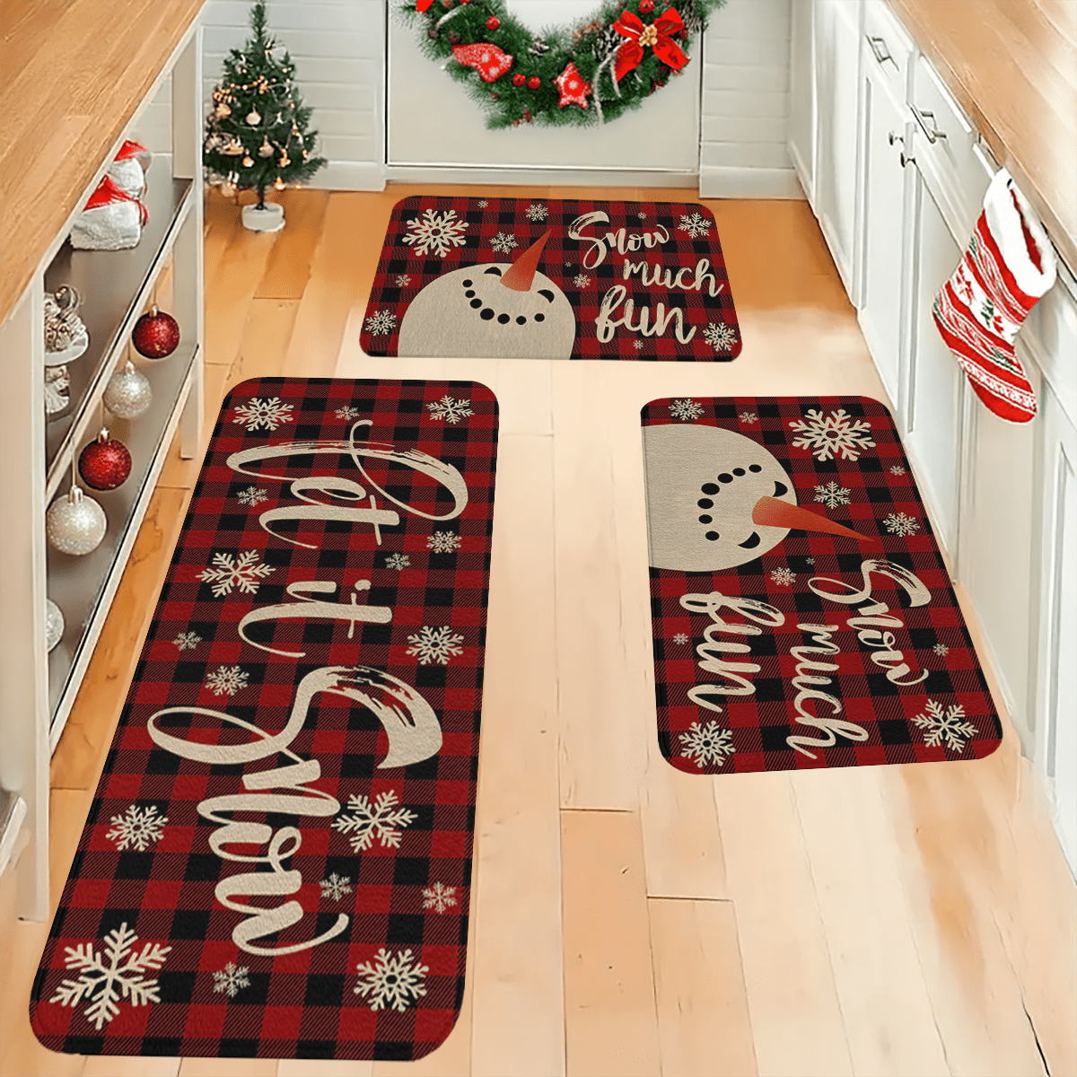 1/2/3 buah Keset Dapur Bertema Natal, Keset Dapur Flanel, Lembut, Nyaman, Menyerap Air, Anti Selip, Dapat Dicuci dengan Mesin, dengan Lapisan Belakang Anti Selip, Keset Rumah Multifungsi untuk Pintu Masuk, Ruang Tamu, Kamar Tidur, Dapur, Ruang Makan, Kamar Mandi, Ruang Cuci, Teras, Lorong, Dekorasi Liburan Natal, Keset Lantai Rumah - MultiWarna - View 4