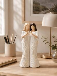 1pc Women Friendship Ornament, Double Female Heart Gesture Statue, Best Friend Sister Gift, Meaningful Friendship Home Decor, Suitable For Living Room Bookshelf Shelf Desk, Women Birthday Christmas Gift - Classic - View 7