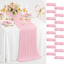 15 Packs Light Pink Cheesecloth Table Runner, Gauze Table Runner 35*120 Inch Sheer Crinkled Boho Rustic Table Runner For Wedding Party, Baby Shower, Birthday, Bridal Shower, Thanksgiving, Friendsgiving, Engagement Party, Home Decor - Light Pink - View 27
